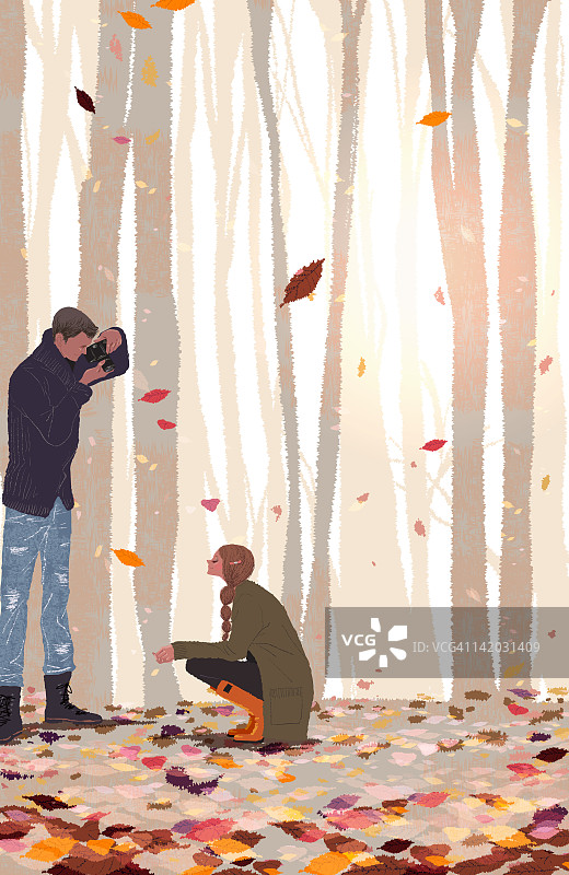 男朋友给女朋友拍照图片素材