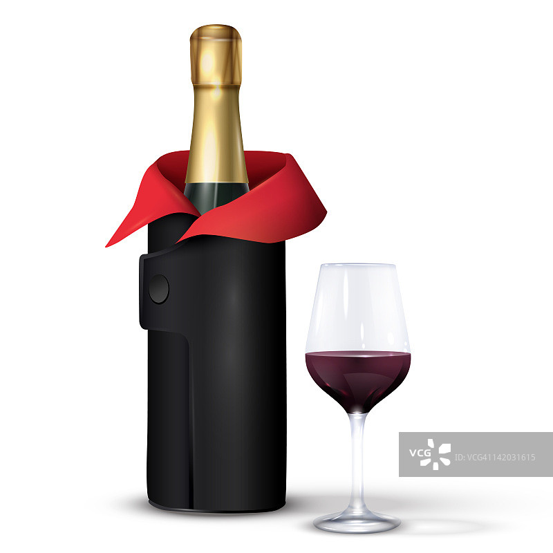 葡萄酒瓶和红酒杯图片素材