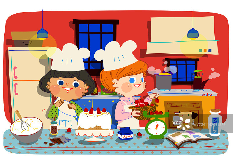 在厨房准备蛋糕的妇女图片素材