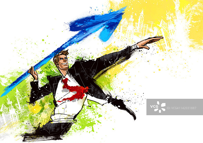 商务人士投掷标枪插图图片素材