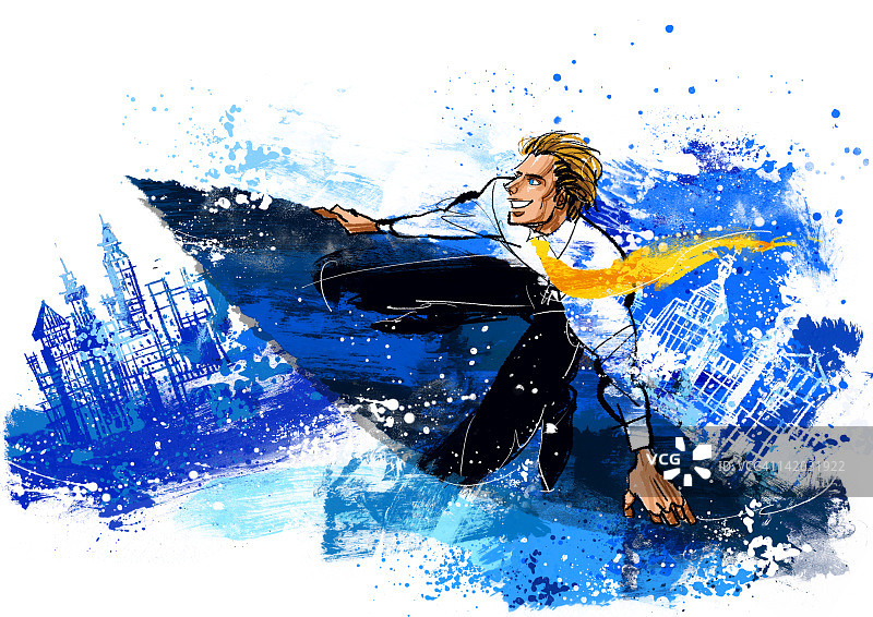 男人冲浪板插画图片素材