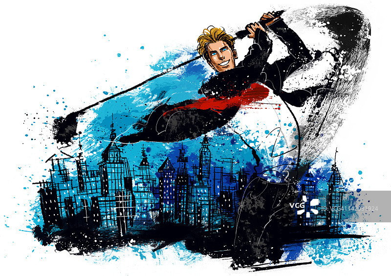 商人打高尔夫球插画图片素材