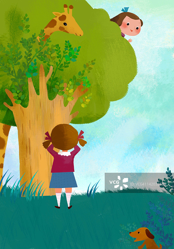 女孩们玩捉迷藏图片素材