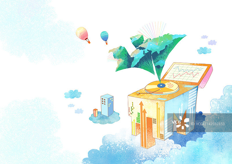 建筑物上的复古转盘唱片图示图片素材