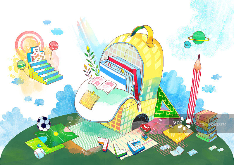 书包与书籍图片素材