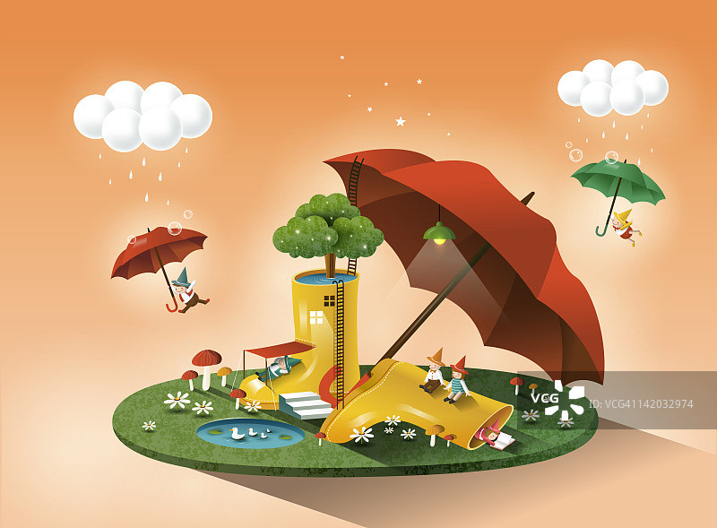 伞和雨靴图片素材