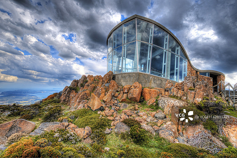 惠灵顿山霍巴特的瞭望建筑图片素材