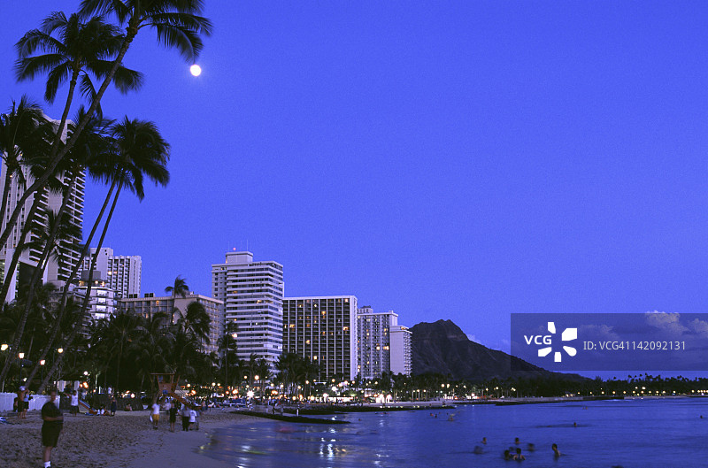 威基基海滩日落图片素材