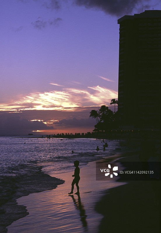 威基基海滩日落图片素材