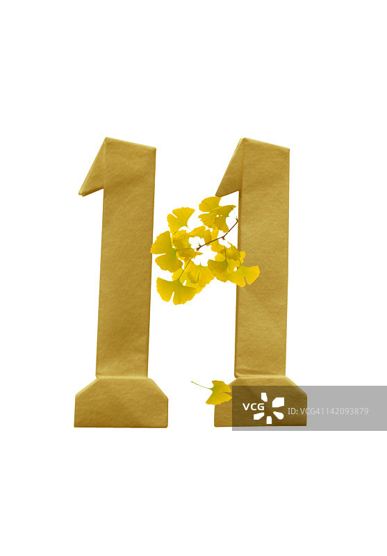 折纸和日本枫叶中的数字11图片素材