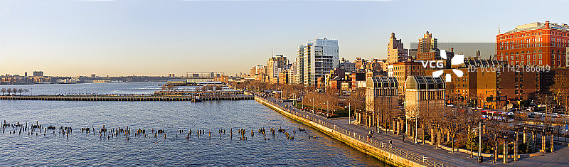 纽约哈德逊河公园城市天际线图片素材