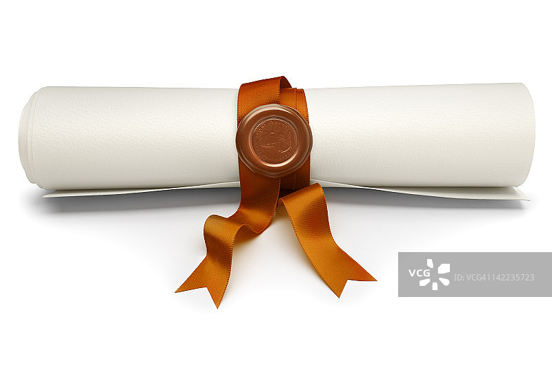 金色缎带与印章卷轴图片素材