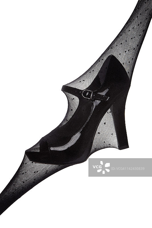 波点紧身裤黑色高跟鞋图片素材