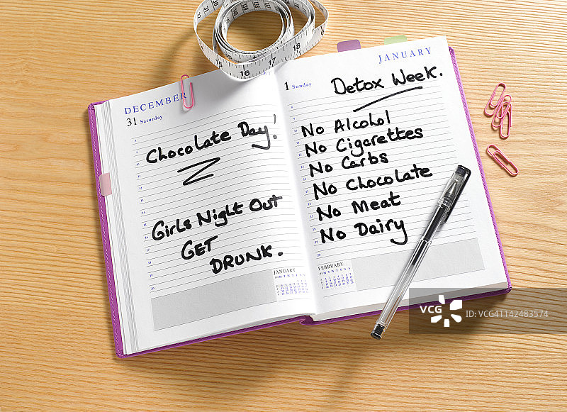 新年决心排毒日记图片素材