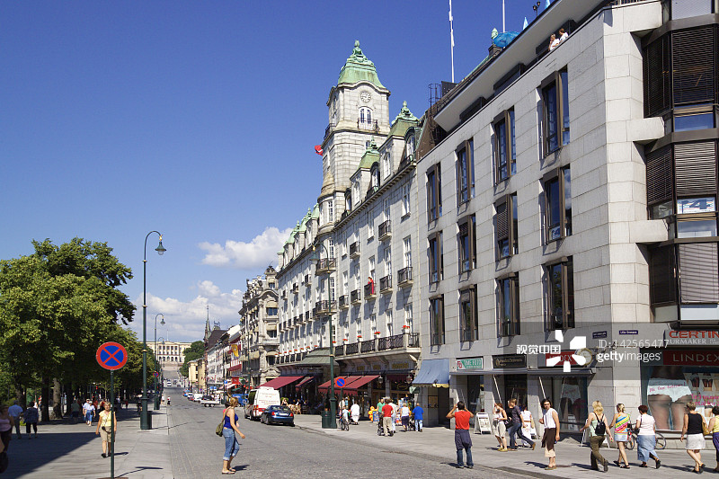 挪威奥斯陆卡尔·约翰斯大街图片素材