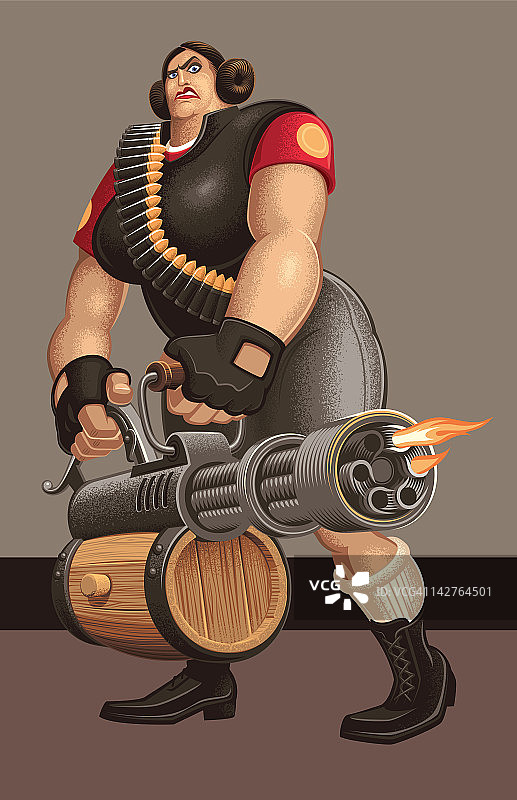 扛着大枪的坚强女孩图片素材