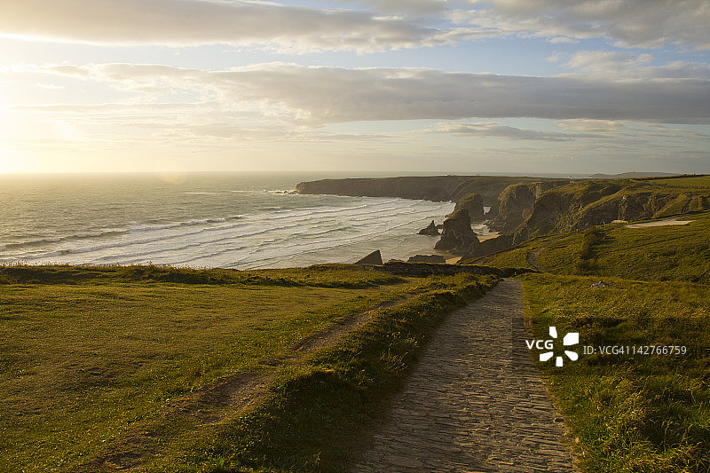 康沃尔海岸小路上的贝德鲁森阶梯图片素材