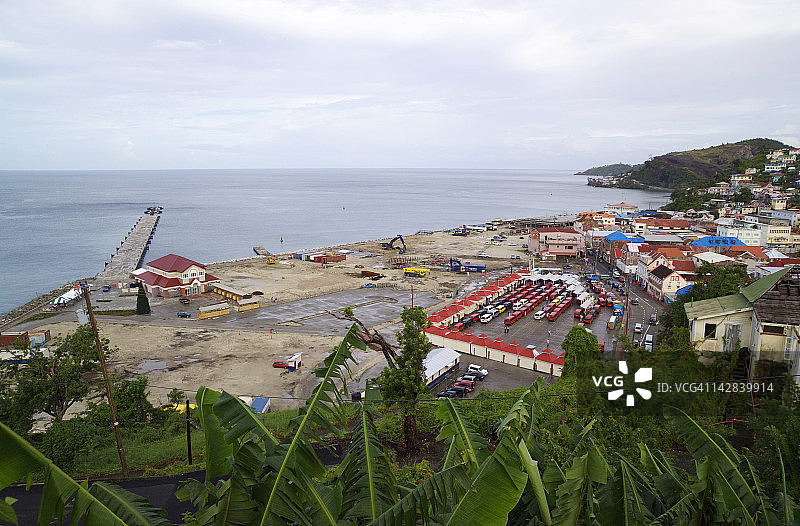 加勒比格林纳达圣乔治填海区邮轮码头图片素材
