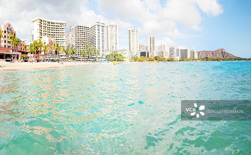 从海边拍摄的威基基海滩图片素材