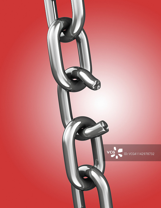 断裂的链条，红色背景图片素材