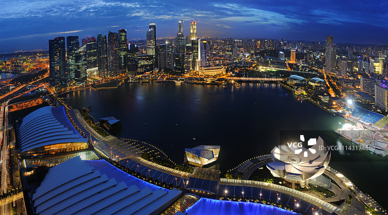 新加坡滨海湾天际线全景图片素材