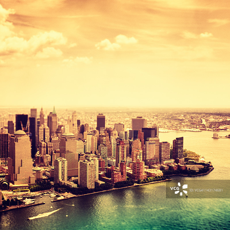 9月11日事件后的曼哈顿和归零地鸟瞰图图片素材