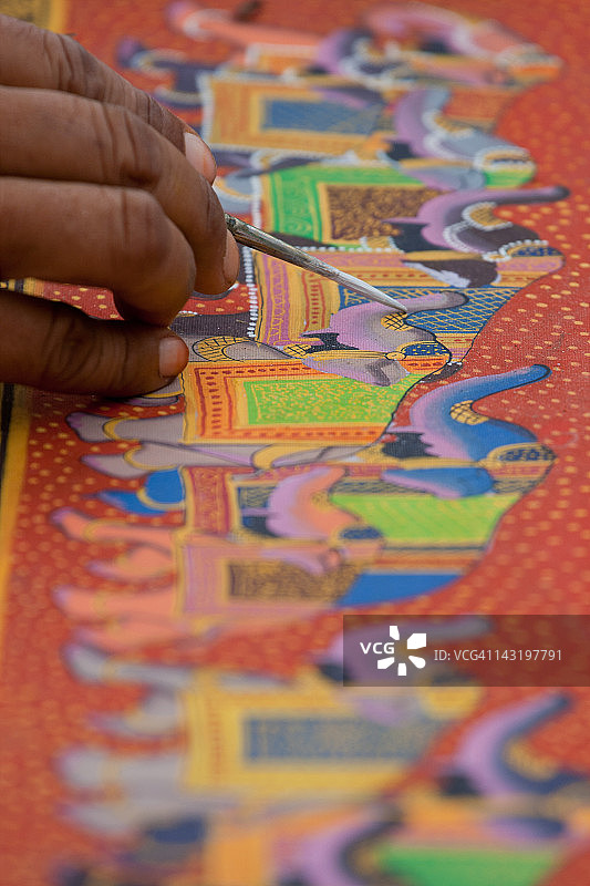 拉贾斯坦邦绘画，艺术家在工作图片素材