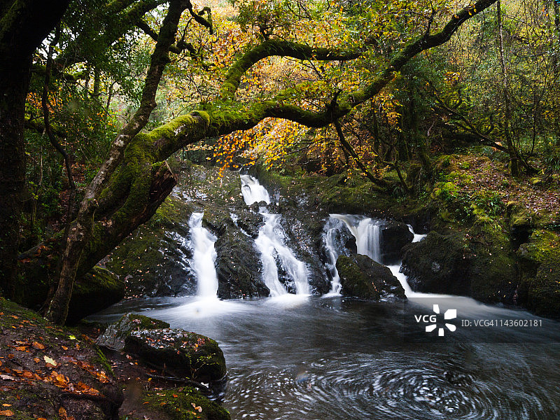 爱尔兰格兰加里夫自然保护区瀑布图片素材