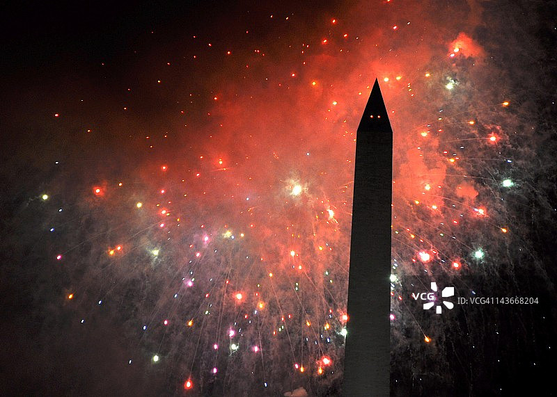 华盛顿纪念碑烟花图片素材