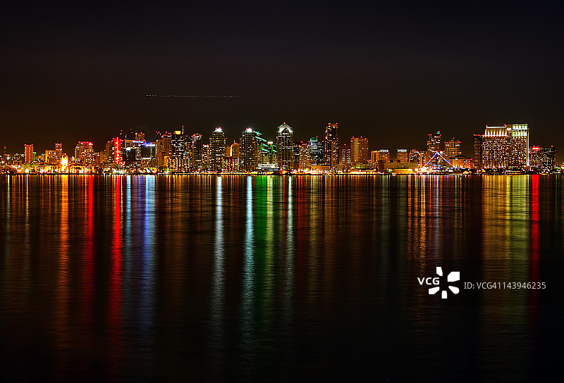 从海港岛看圣地亚哥天际线图片素材