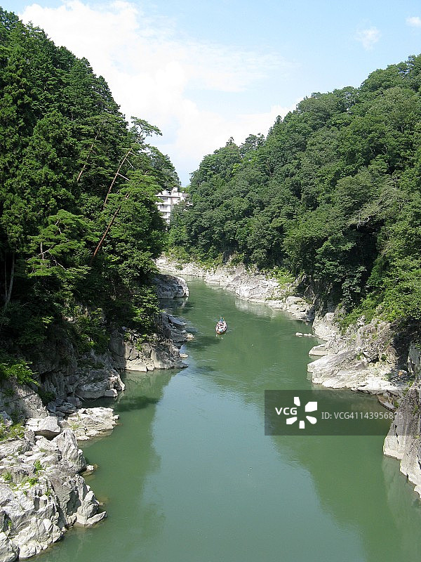 穿过绿色峡谷的河流图片素材