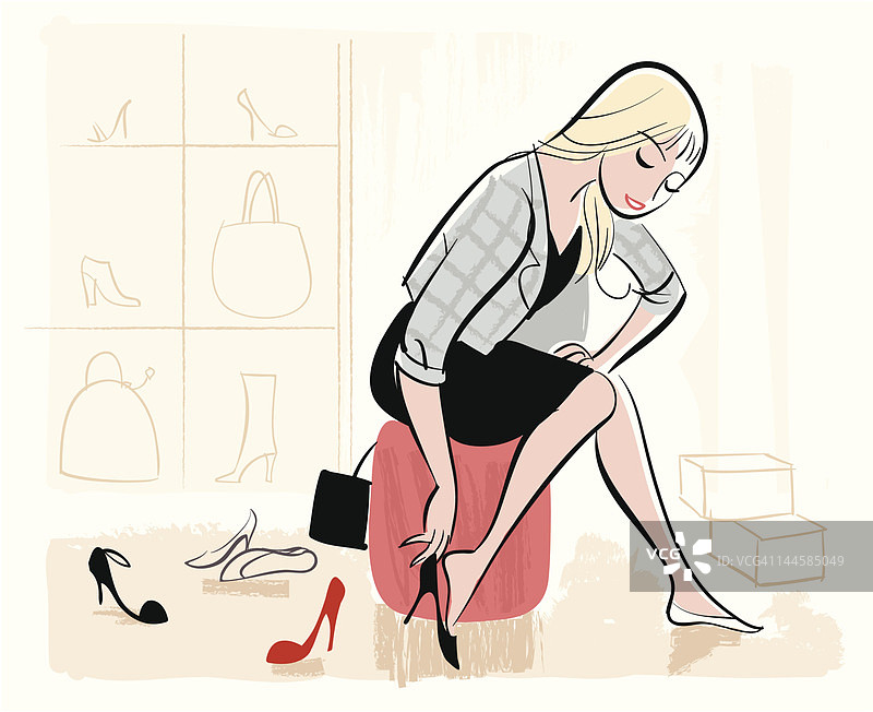 女人在试穿鞋子图片素材