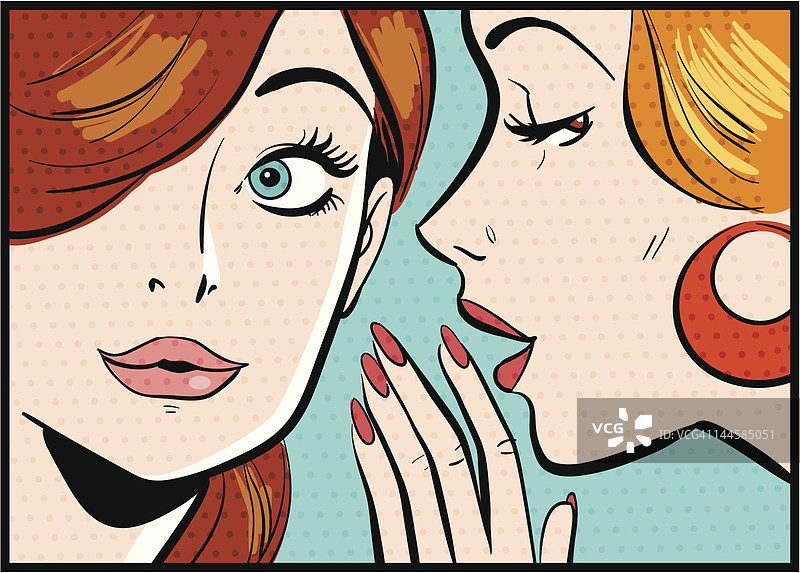 两个女人，一个在另一个耳边窃窃私语图片素材