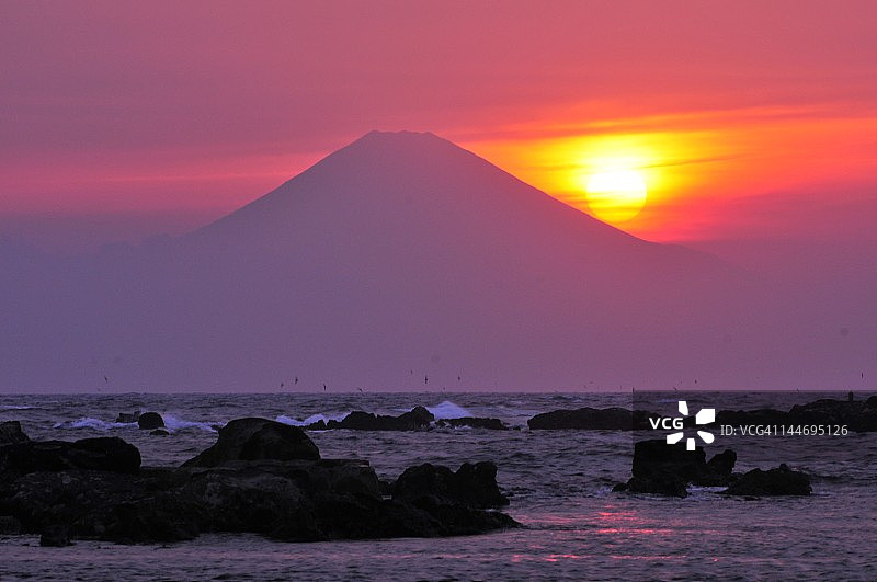 日落时分的富士山图片素材