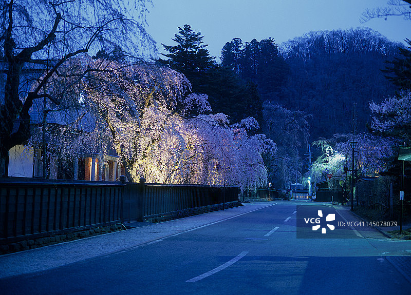 日本秋田县仙北市角馆的黎明图片素材