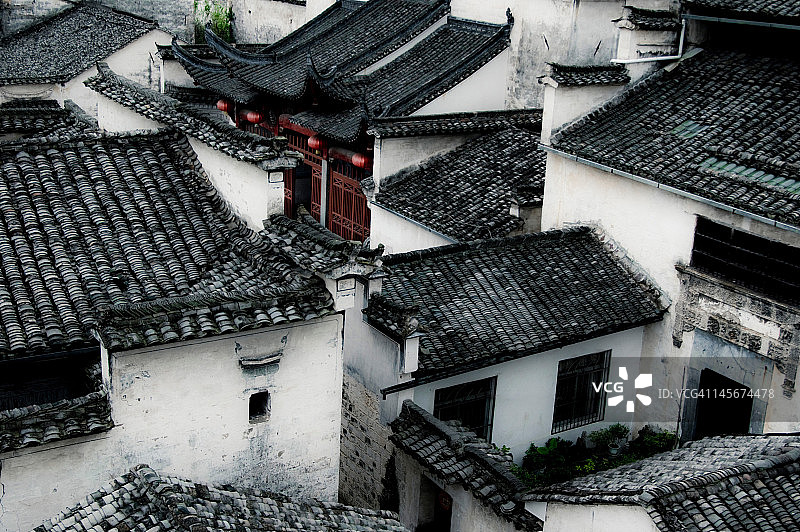 西递的屋顶景观图片素材