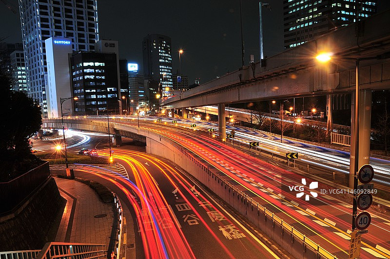 永田町高速公路立交桥夜景图片素材