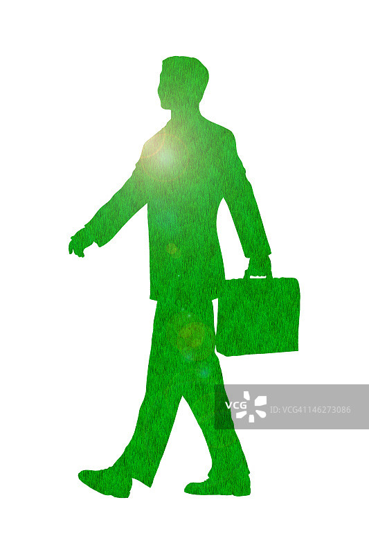 白色背景上的绿色商务人士插图图片素材
