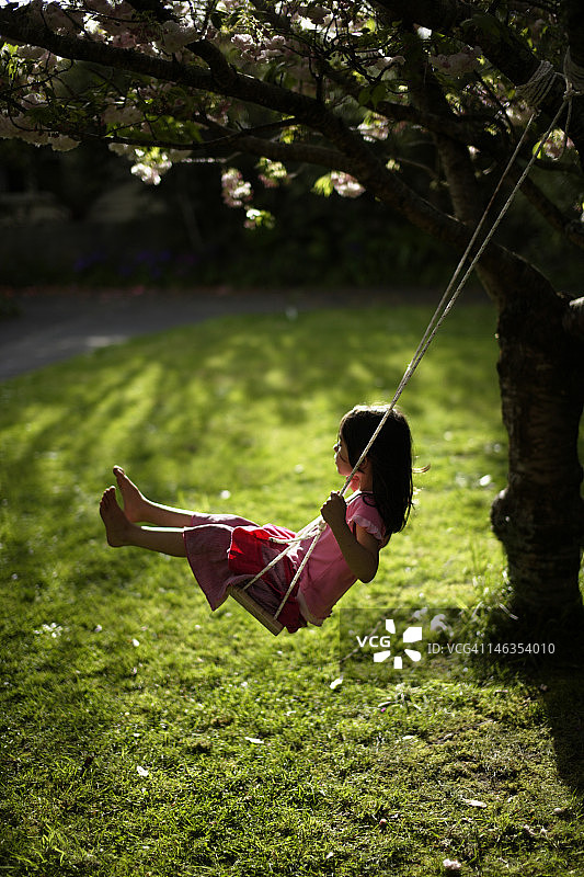 在荡秋千的女孩图片素材