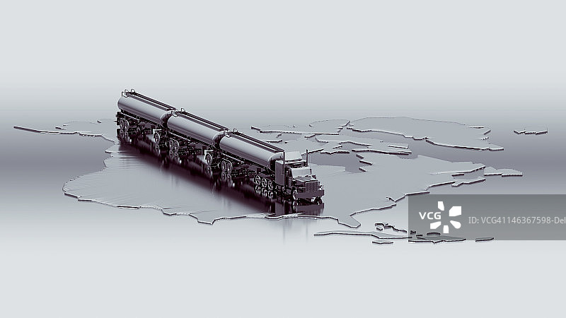 美国地图上的CGI燃油罐车图片素材