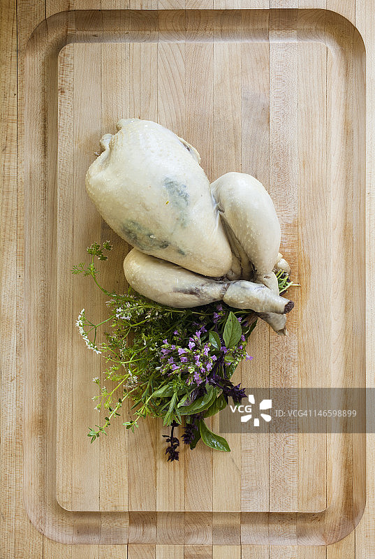 预备烹饪的酿馅小鸡图片素材