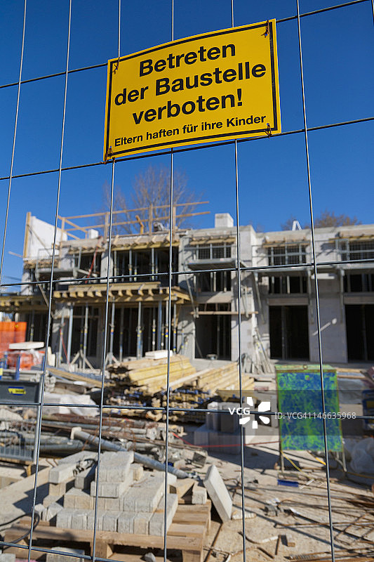 “禁止进入建筑工地”标志，德国图片素材