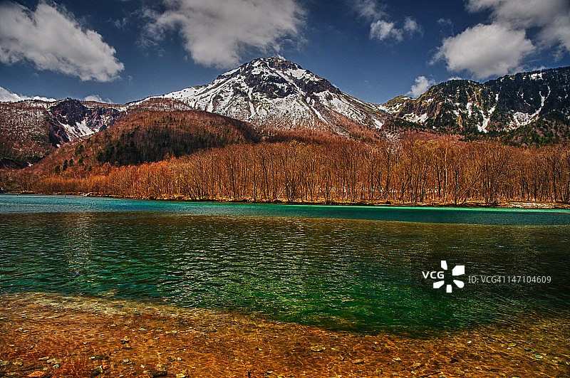 上高地的吾妻岳和烧岳图片素材