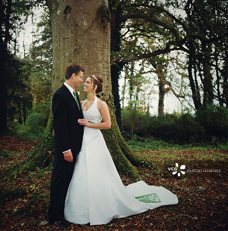 森林里的新娘和新郎图片素材