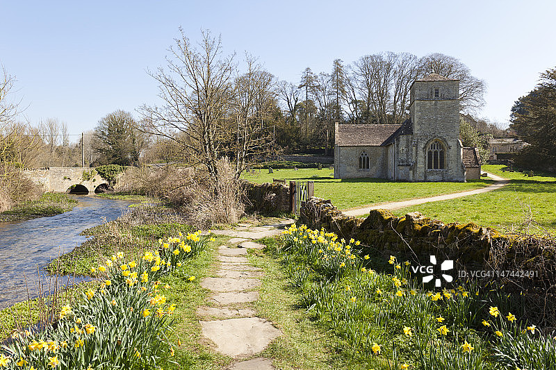 科茨沃尔德地区的伊斯特利奇马丁村庄图片素材