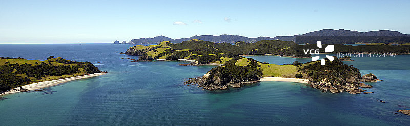 怀瓦托雷亚通道，岛屿湾，新西兰图片素材