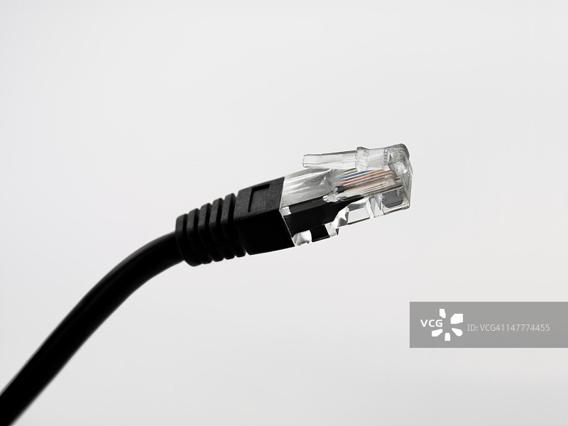 黑色以太网电缆微距图片素材