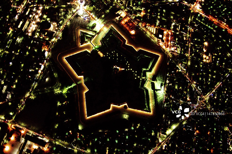 日本北海道函馆市五棱郭夜景图片素材