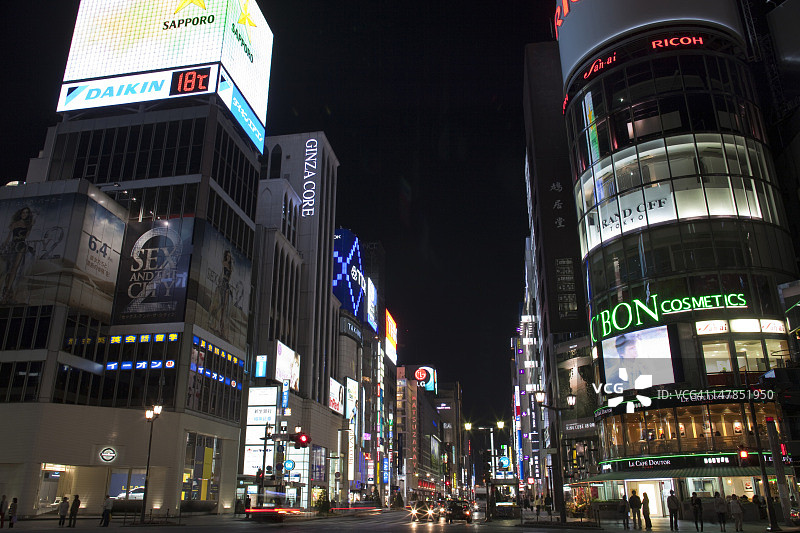 夜晚的银座四丁目图片素材