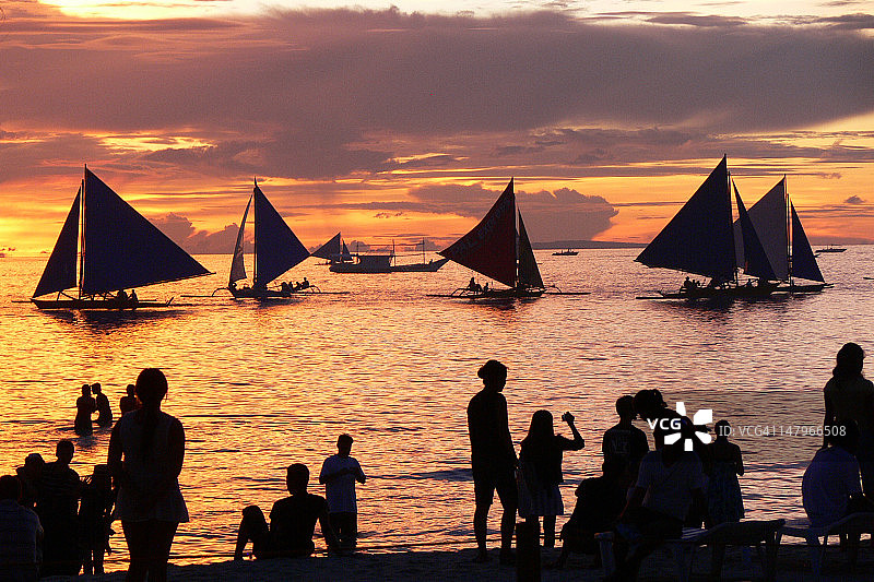 菲律宾长滩岛的日落阴影图片素材